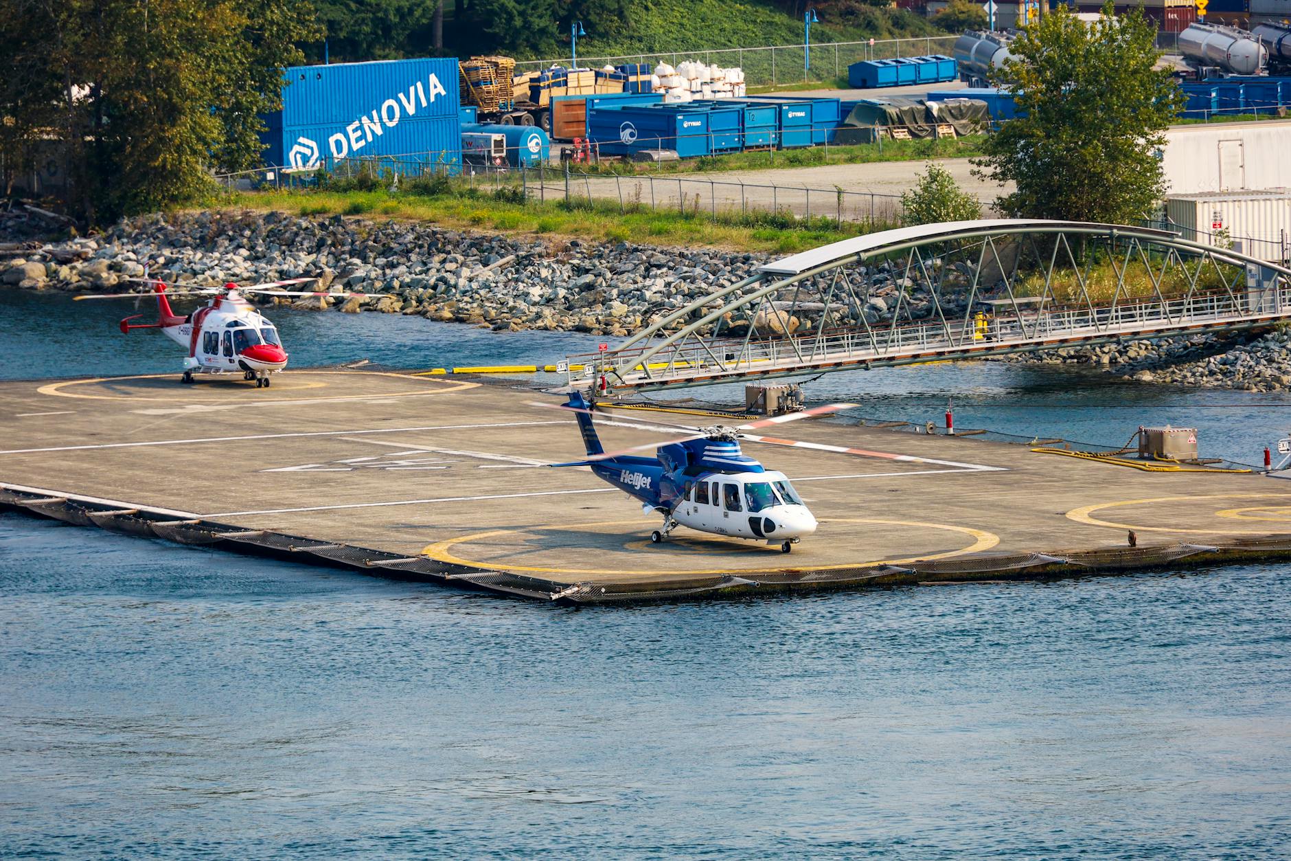 Helicoptors on landing pad